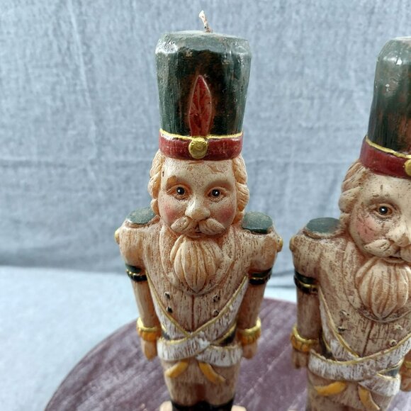 Pottery Barn Vintage Hand-Crafted Nutcracker Soldier Candle Holders Pair - Picture 2 of 12